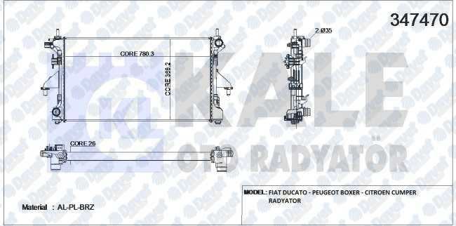 16-3311 Su Radyatoru Mekanik Fiat Ducato (250) 2.2 Mjt M-T (Intercooler Baglantisi Kalin) 2006-2014 / Karsan Jest 2.3 Jtd 2006-